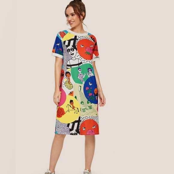 SHEIN Dresses & Skirts - Super fun cartoon graphic tee dress!